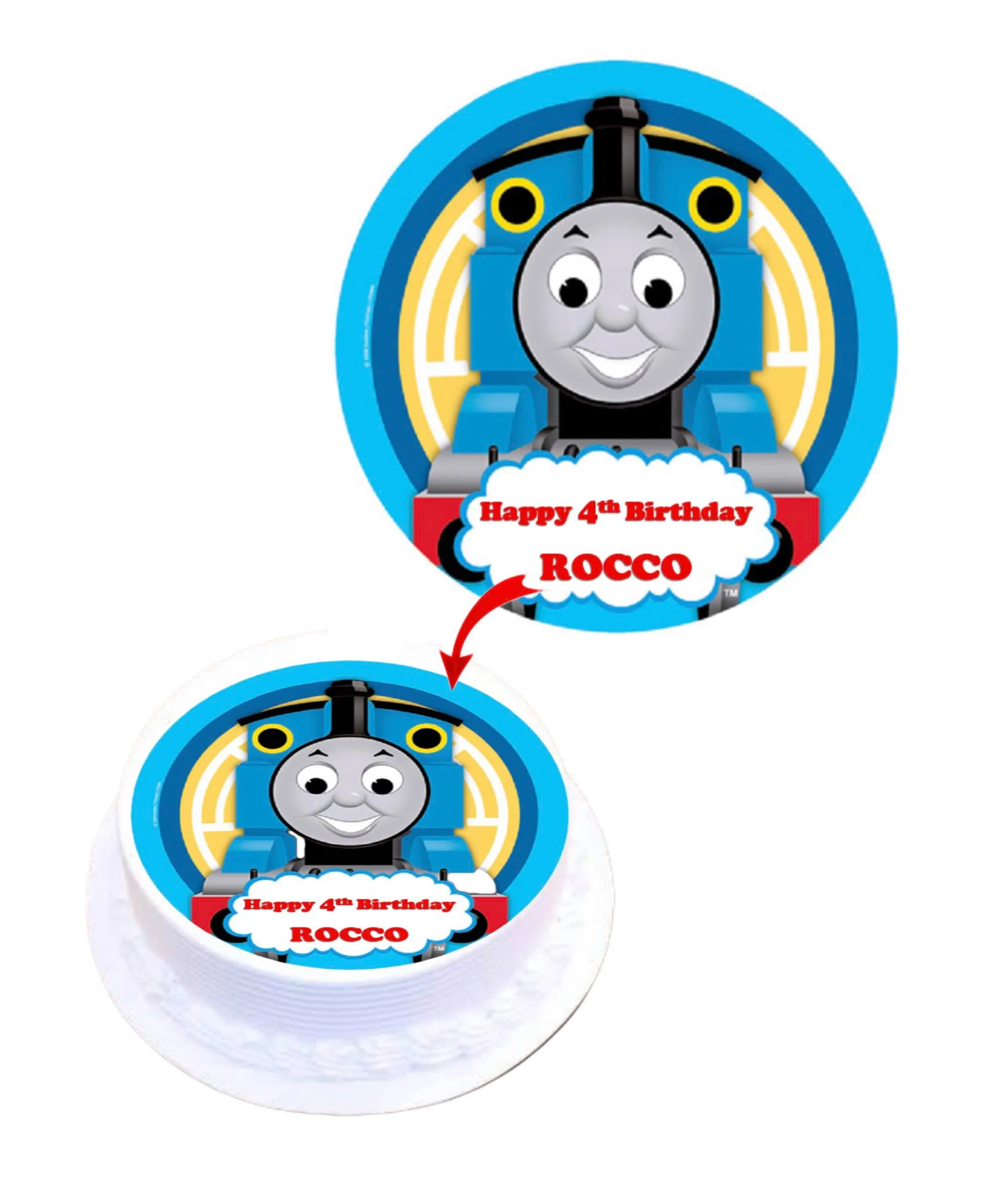Thomas and Friends Personalised Round Edible Cake Topper Decoration Images