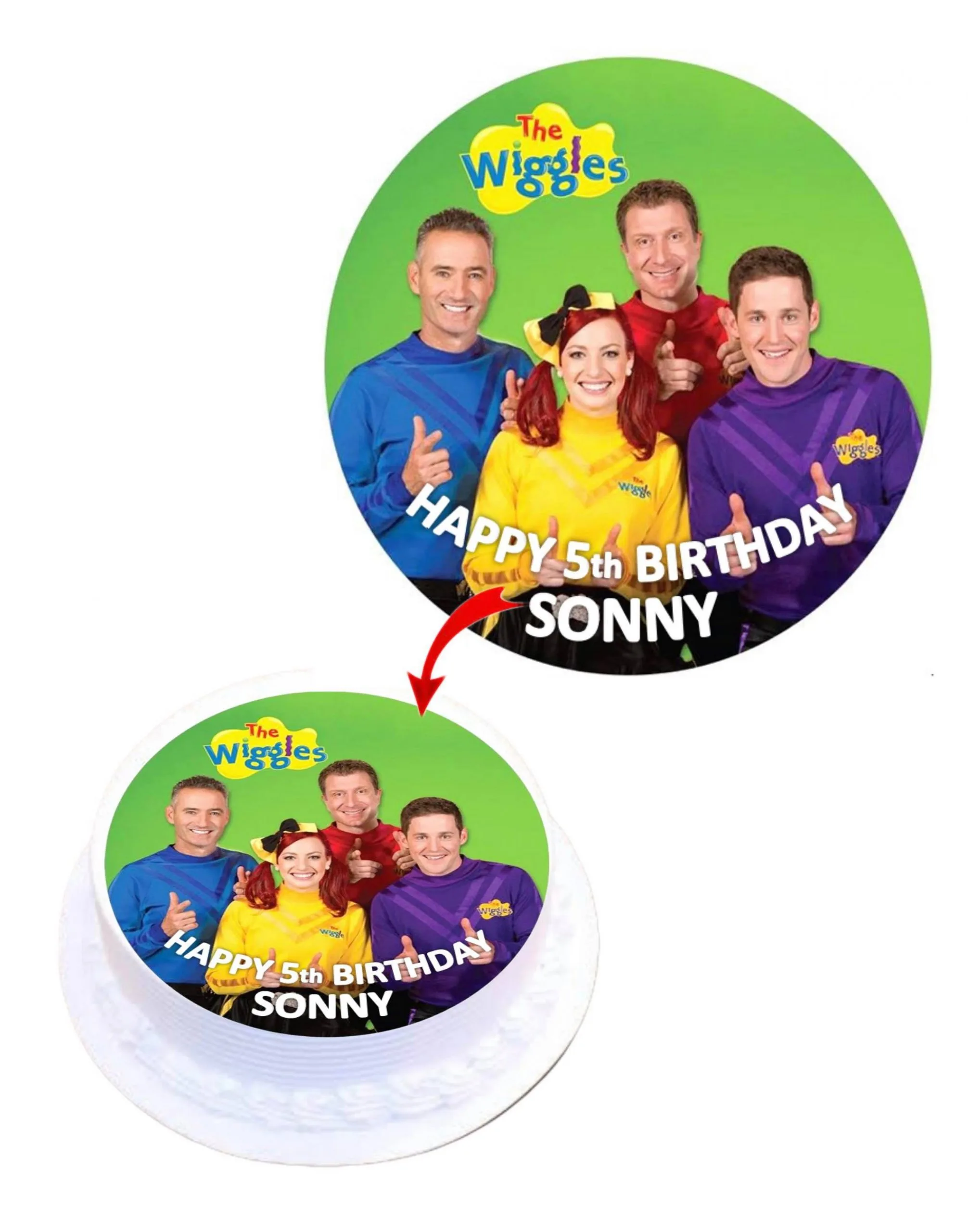 Wiggle Personalised Round Edible Cake Topper Decoration Images