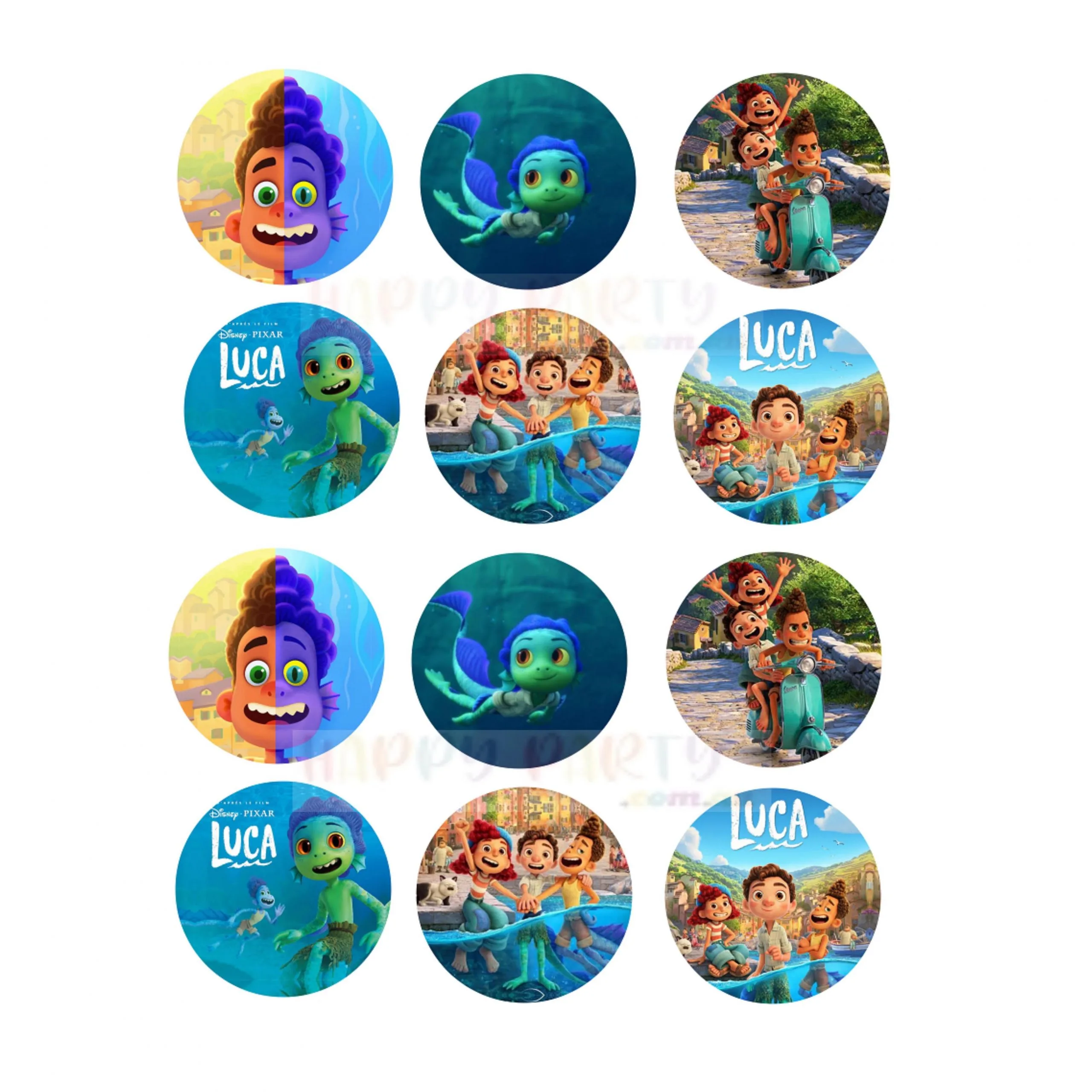 Disney Luca Edible Cupcake Topper 4cm Round Uncut Images Decoration