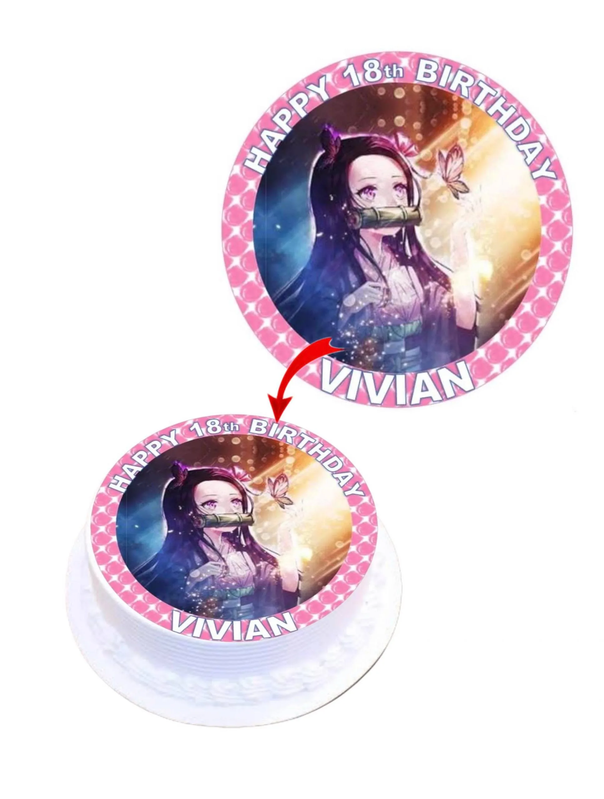 Nezuko Demon Slayer Personalised Edible Cake Topper Decoration Images