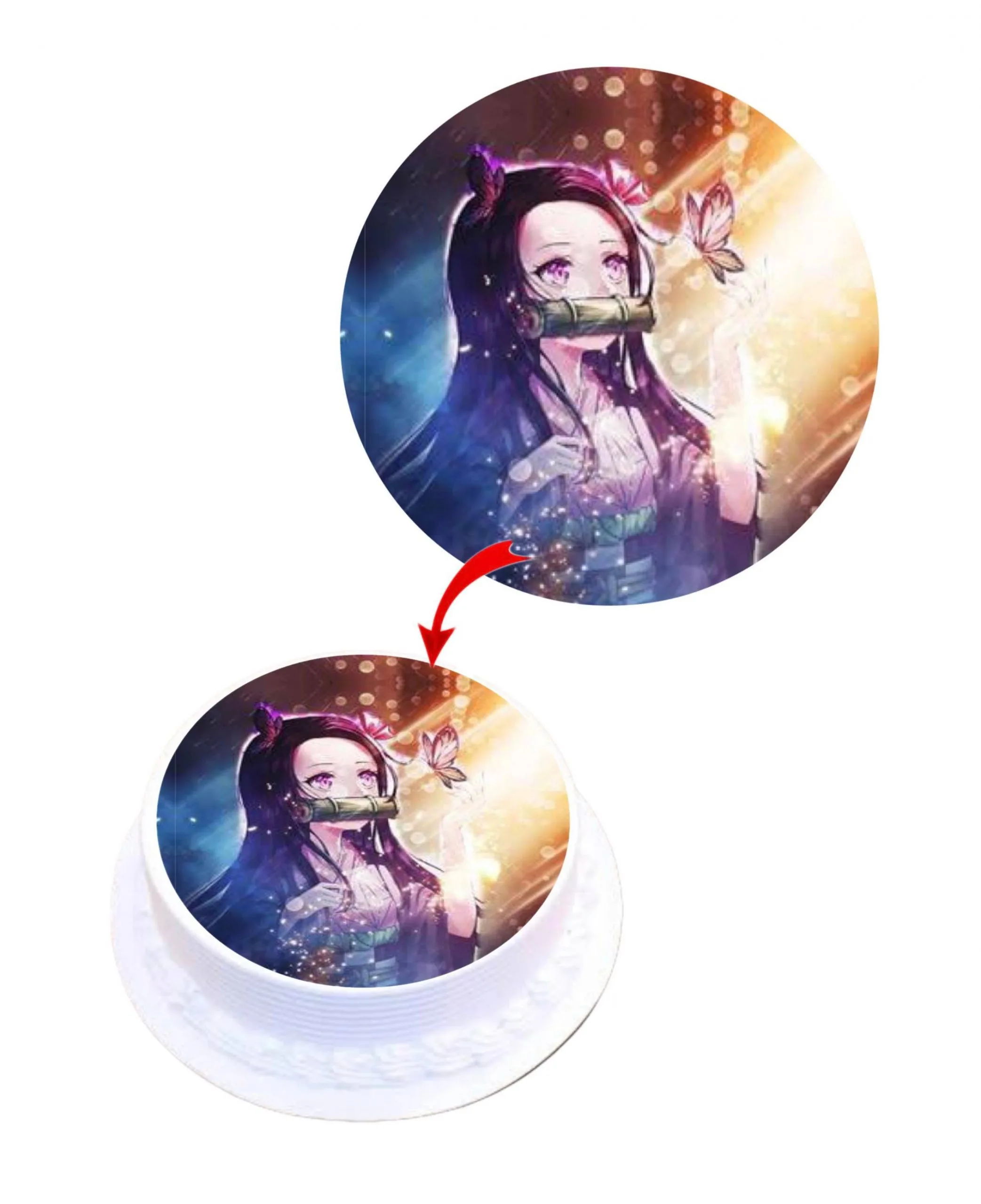 Nezuko Demon Slayer Edible Cake Topper Round Images Cake Decoration