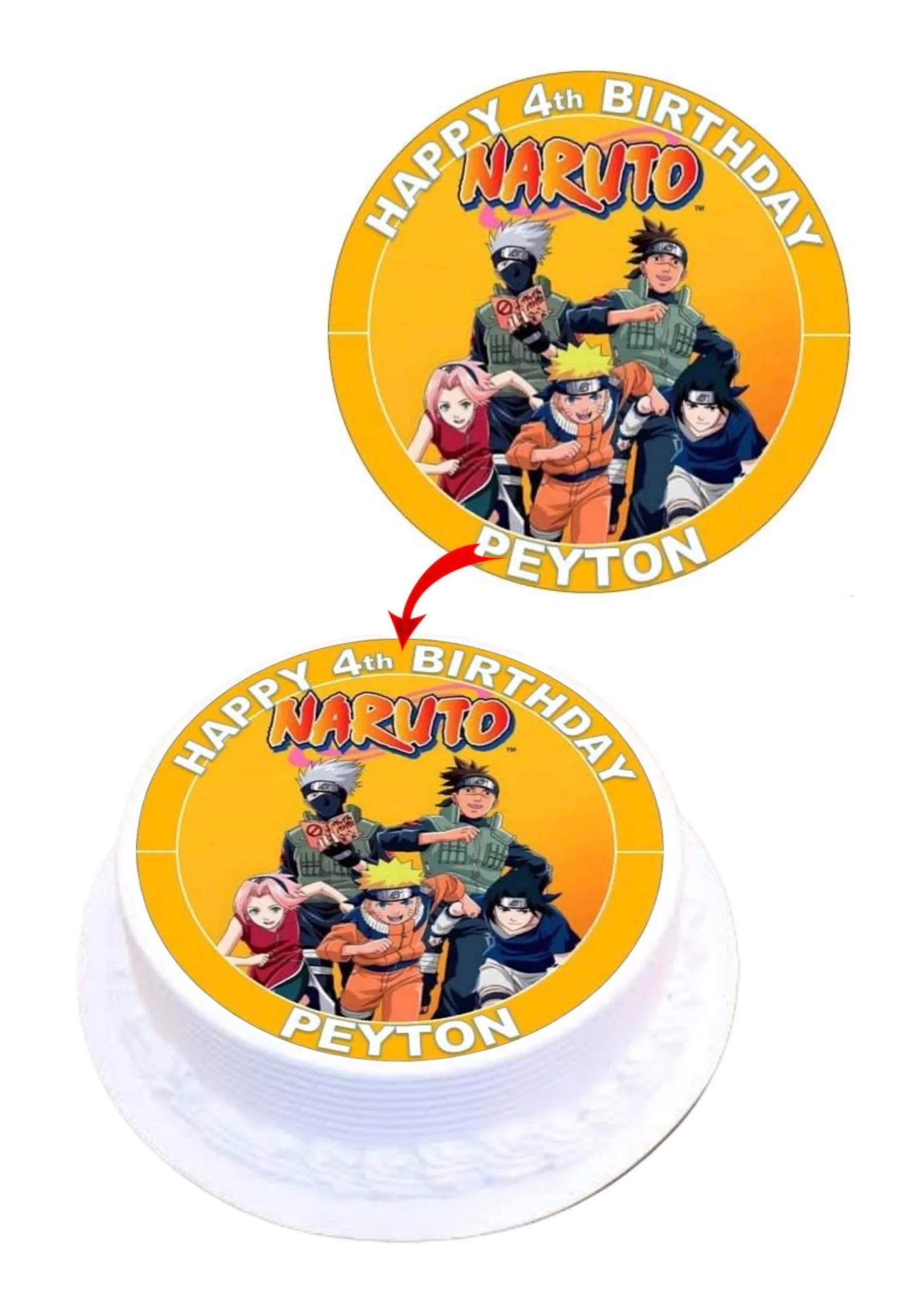 Naruto Personalized Round Edible Cake Topper Decoration Images