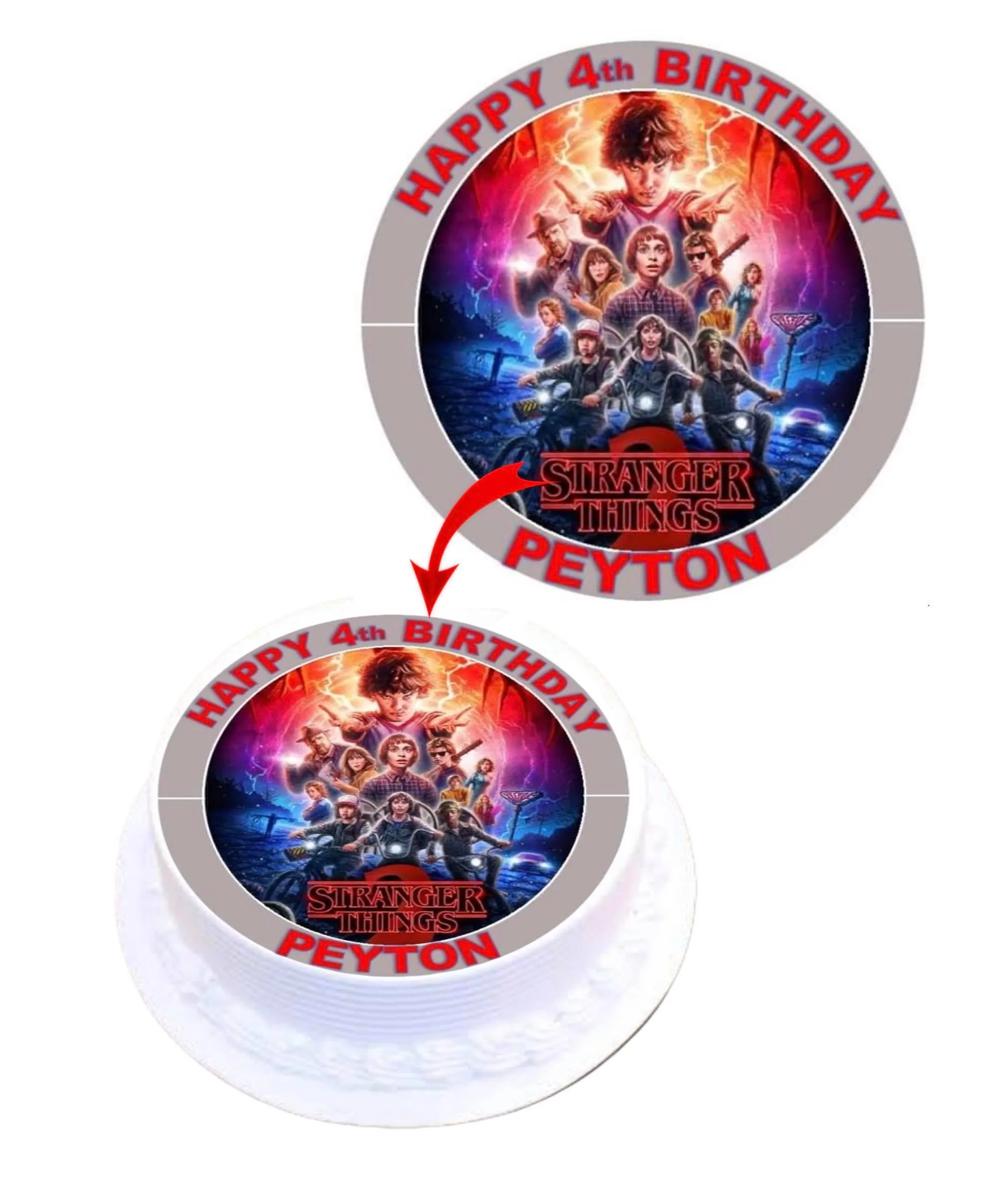 Stranger Things 2 Personalised Round Edible Cake Topper Decoration Images