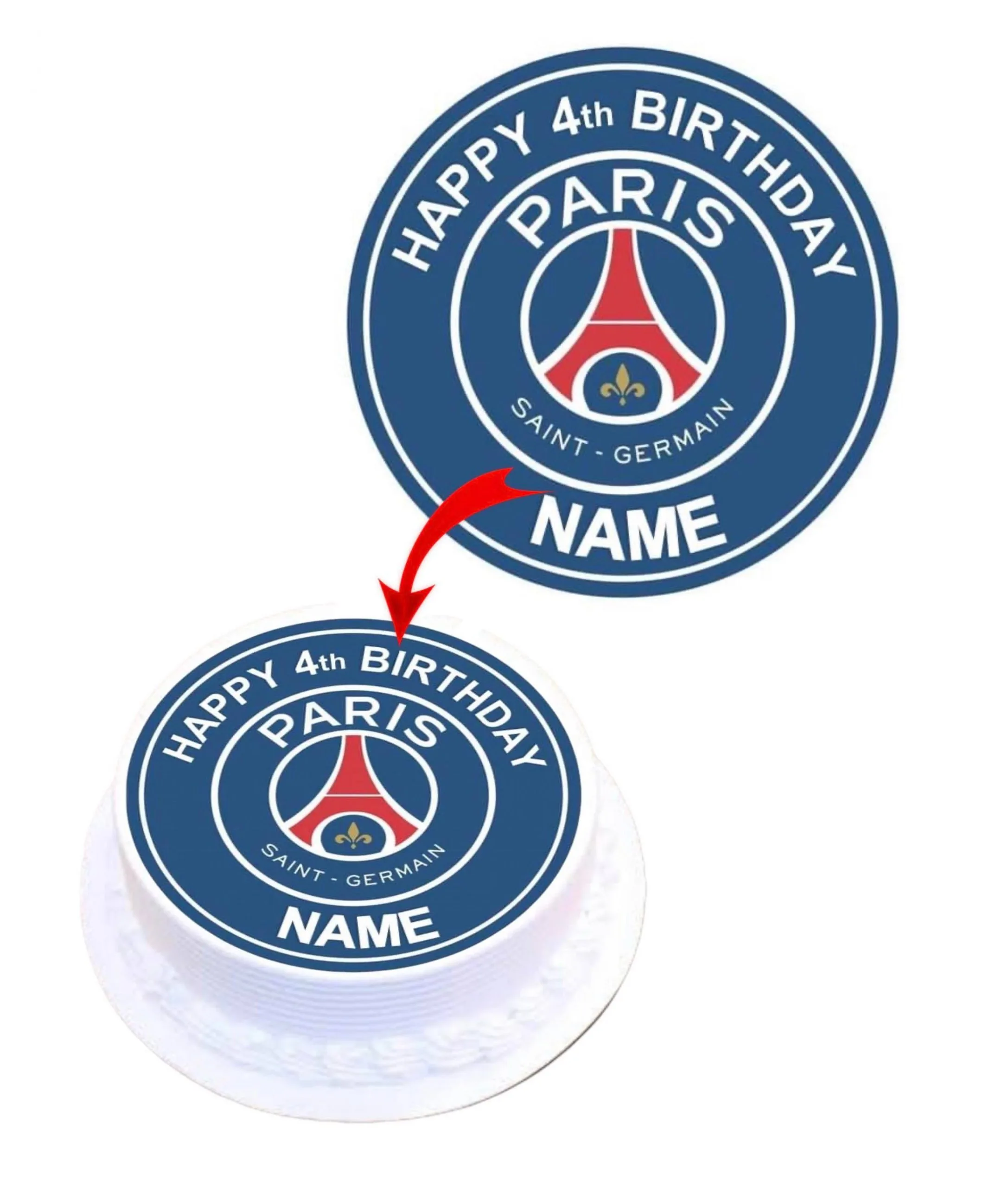 Paris Saint German PSG Personalised Round Edible Cake Topper Decoration Images
