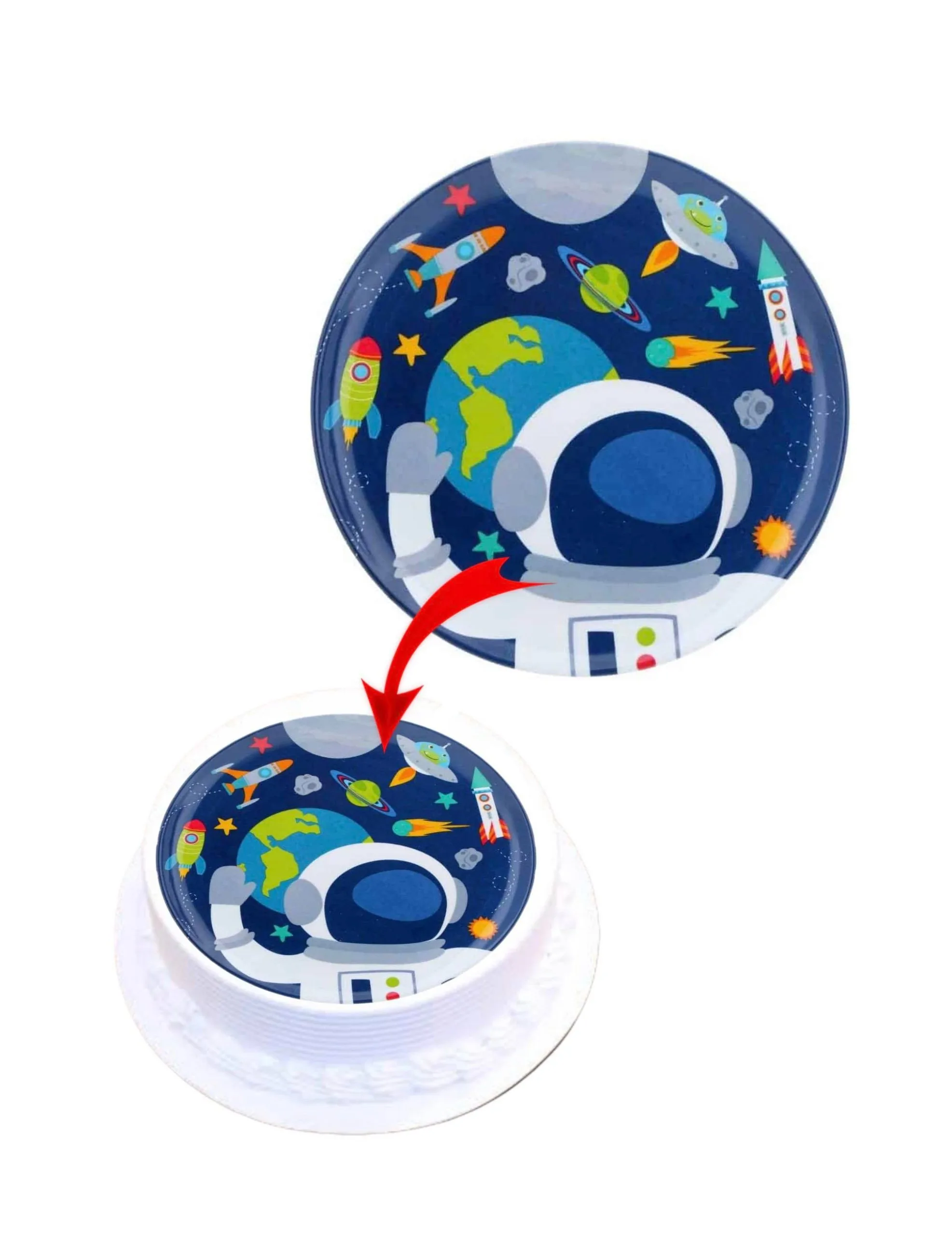 Space Man  Edible Cake Topper Round Images Cake Decoration