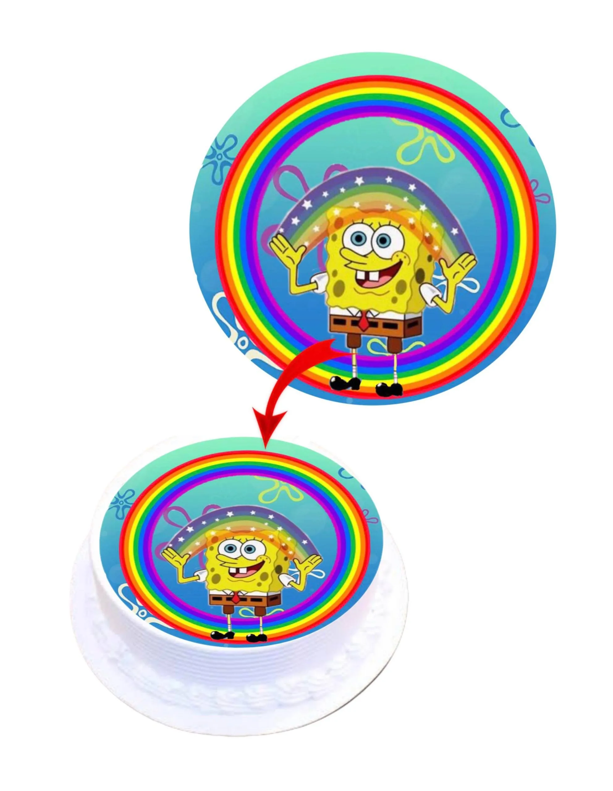 Sponge Bob  Edible Cake Topper Round Images Cake Decoration