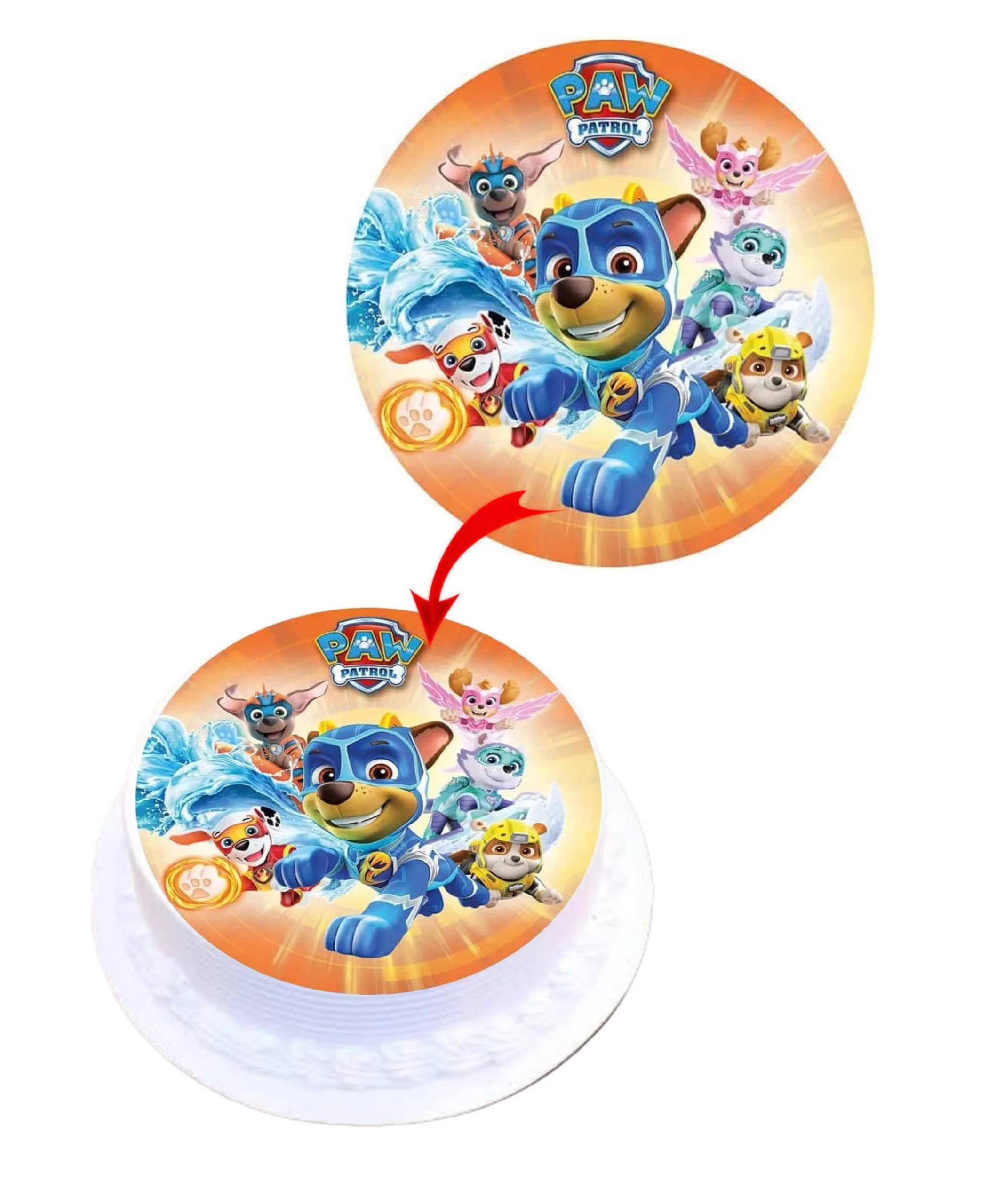 Paw Patrol Super Pups Edible Cake Topper Round Images Cake Decoration