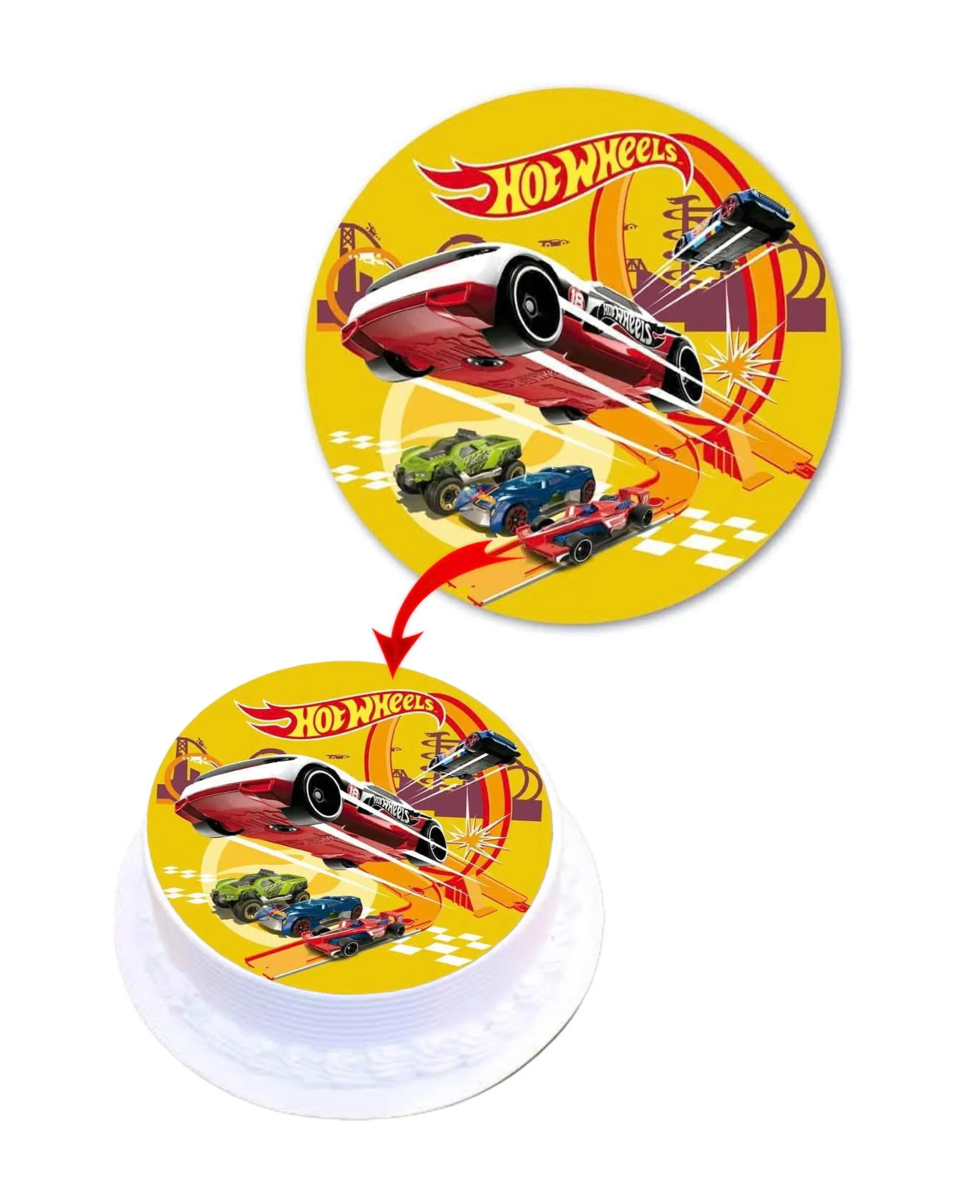 Hot Wheels #3 Edible Cake Topper Round Images Cake Decoration