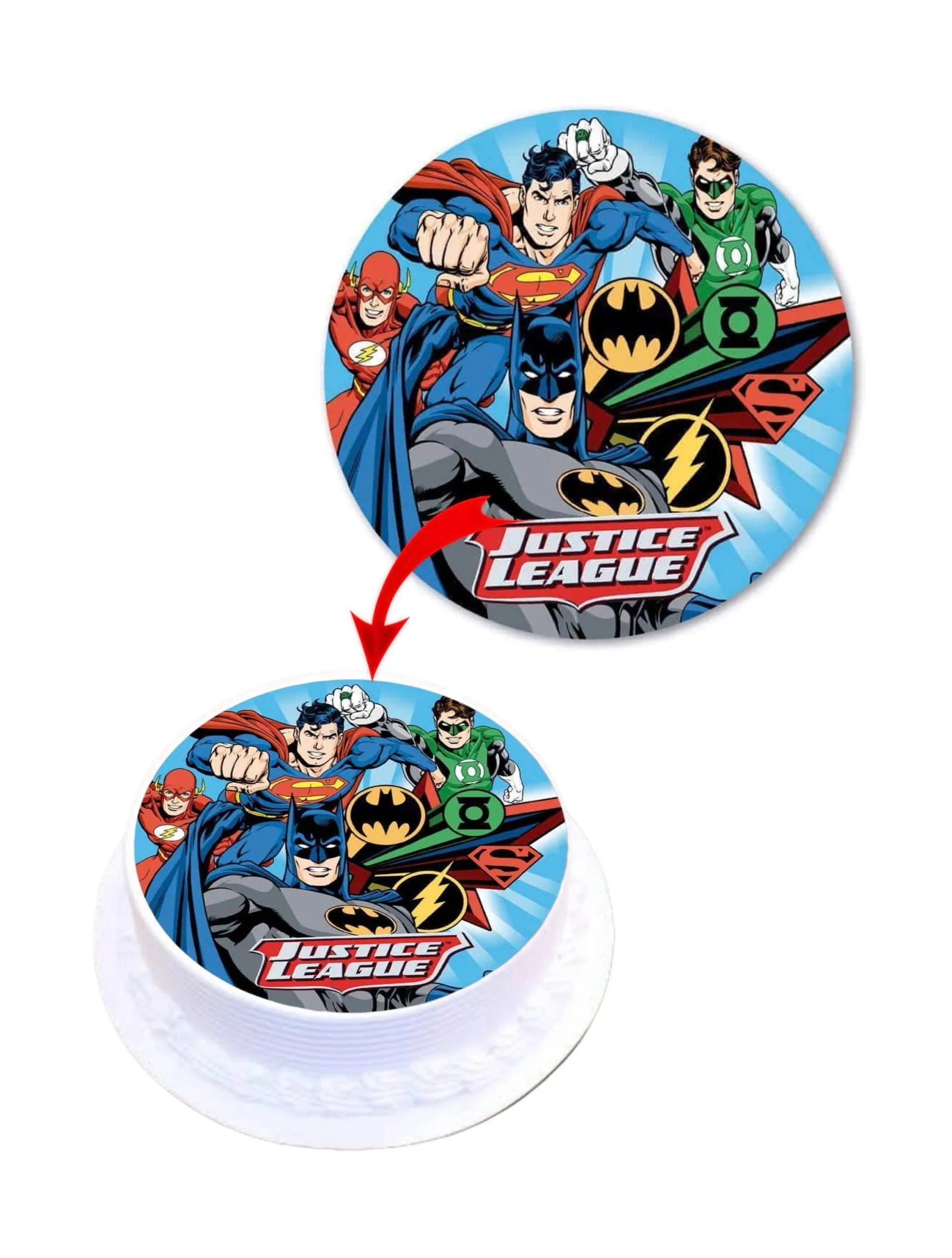 Justice League Edible Cake Topper Round Images Cake Decoration