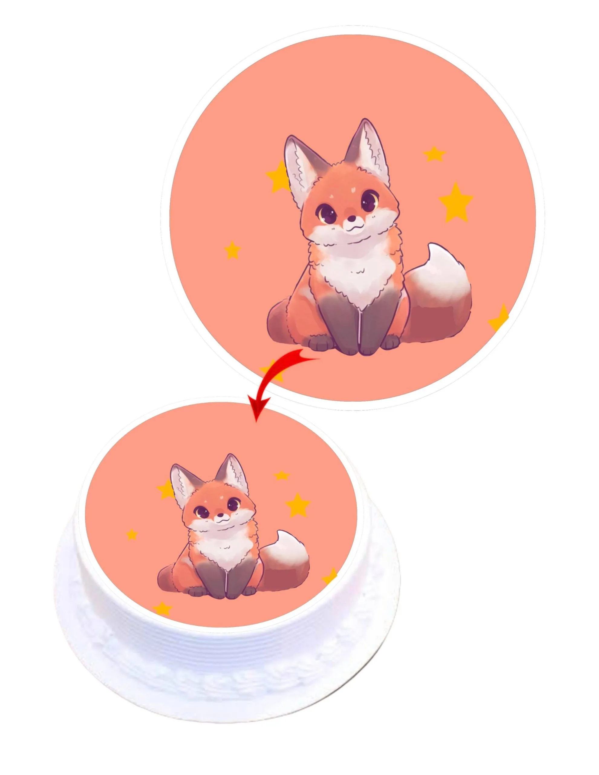 Fox Design Edible Cake Topper Round Images Cake Decoration