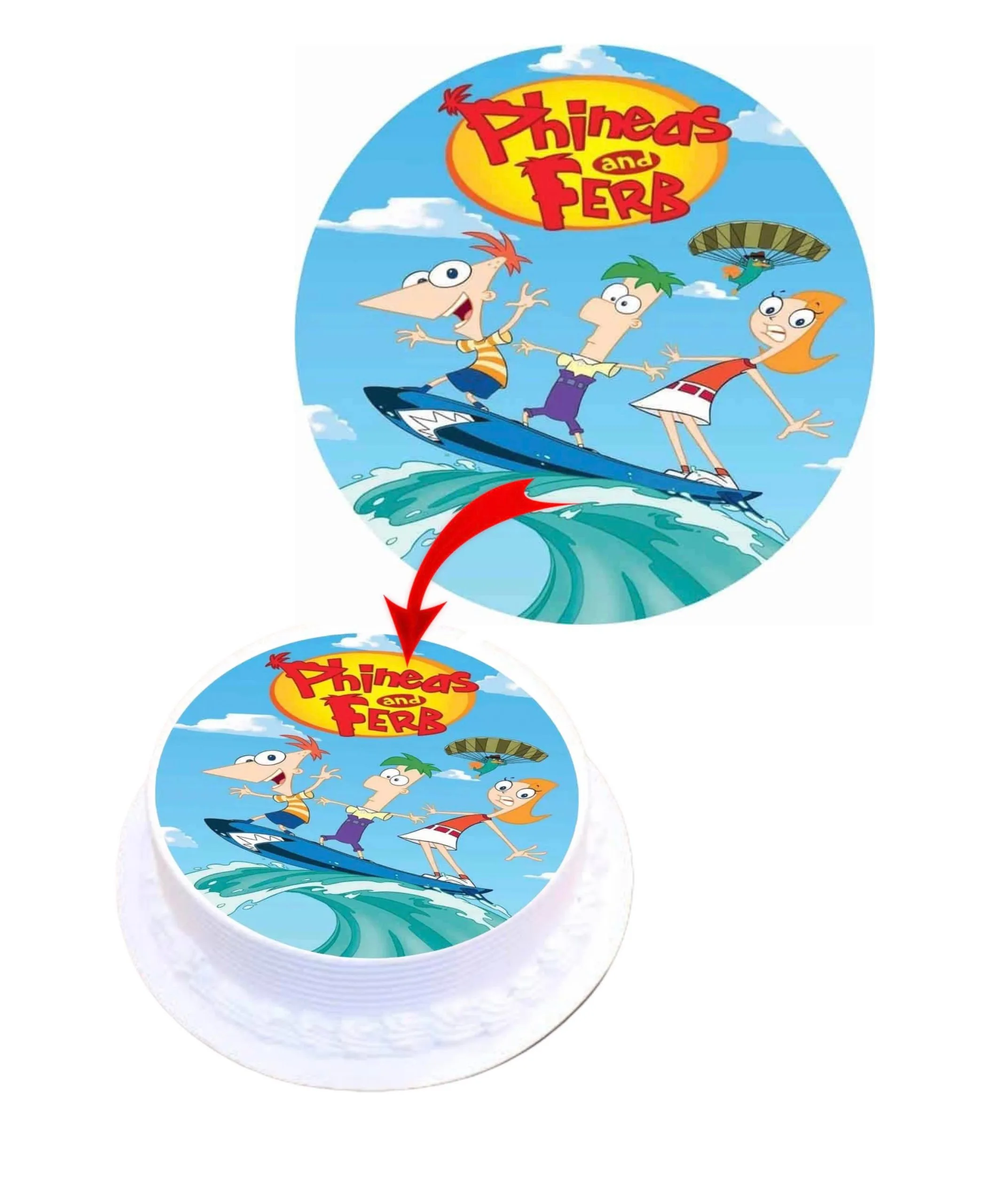 Phineas and Ferb Edible Cake Topper Round Images Cake Decoration