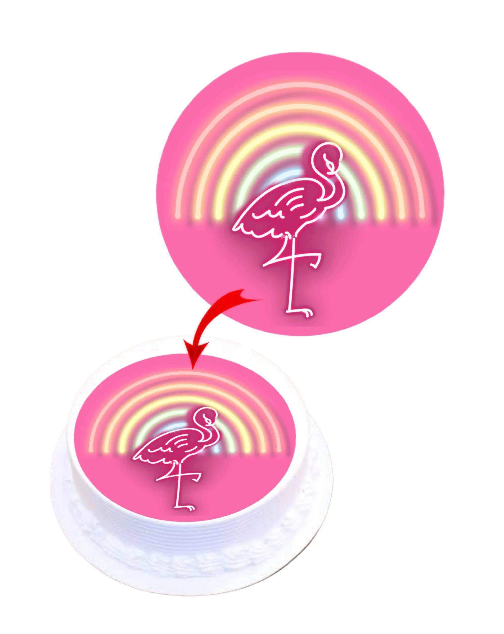 Flamingo Edible Cake Topper Round Images Cake Decoration