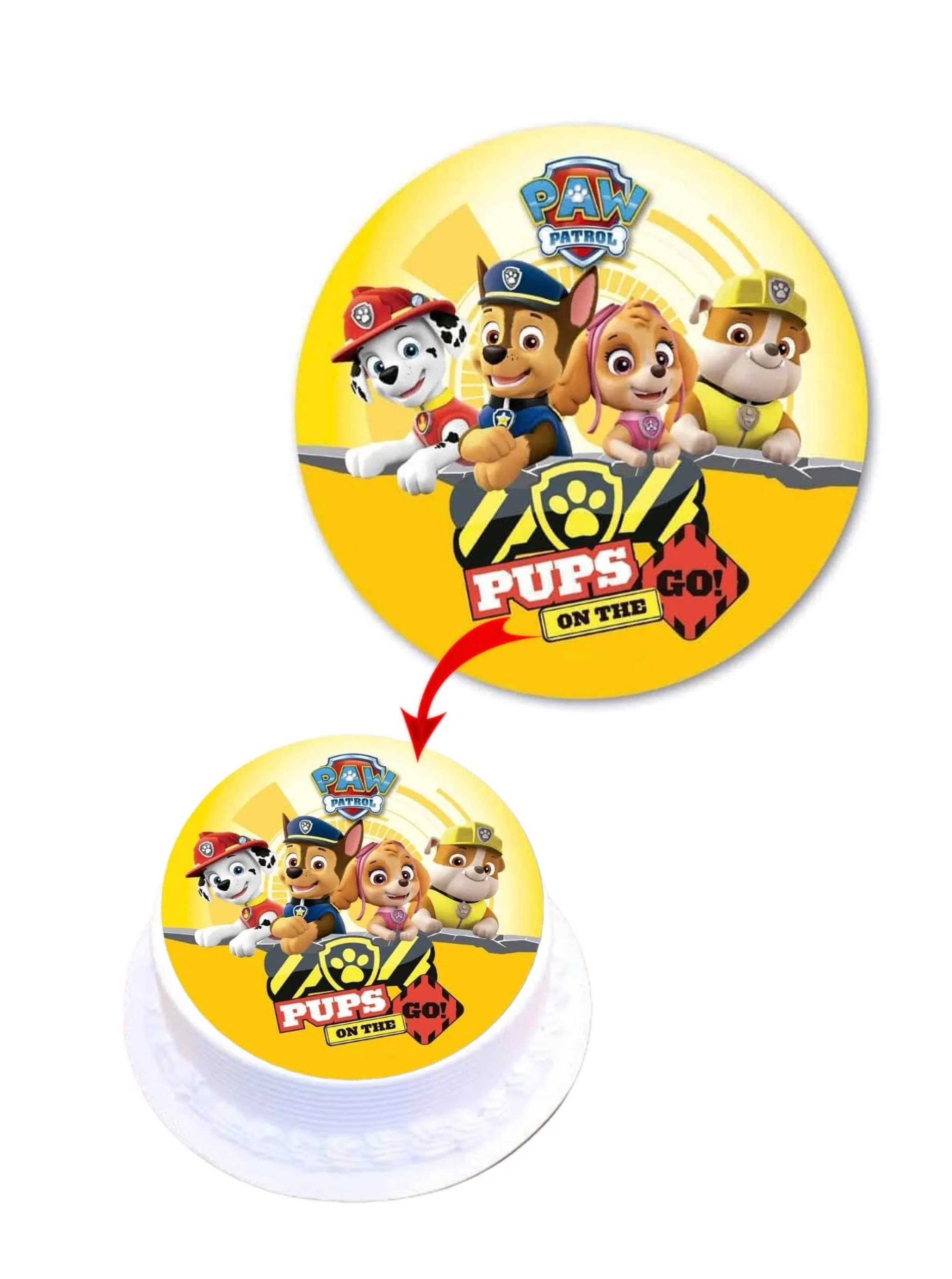 Paw Patrol on The Go Edible Cake Topper Round Images Cake Decoration