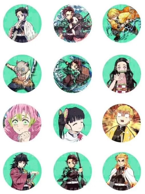 Demon Slayer Edible Cupcake Topper 4cm Round Uncut Images Decoration
