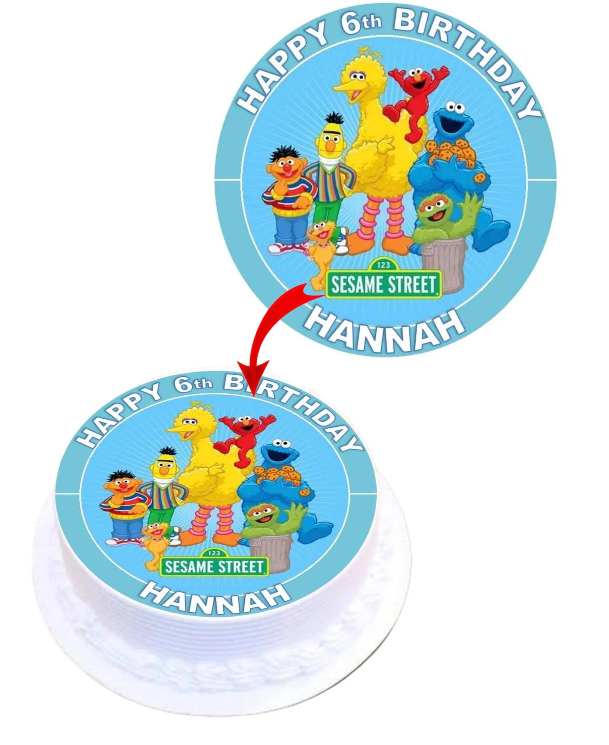 Sesame Street #2 Personalized Edible Round Cake Topper Decoration Images