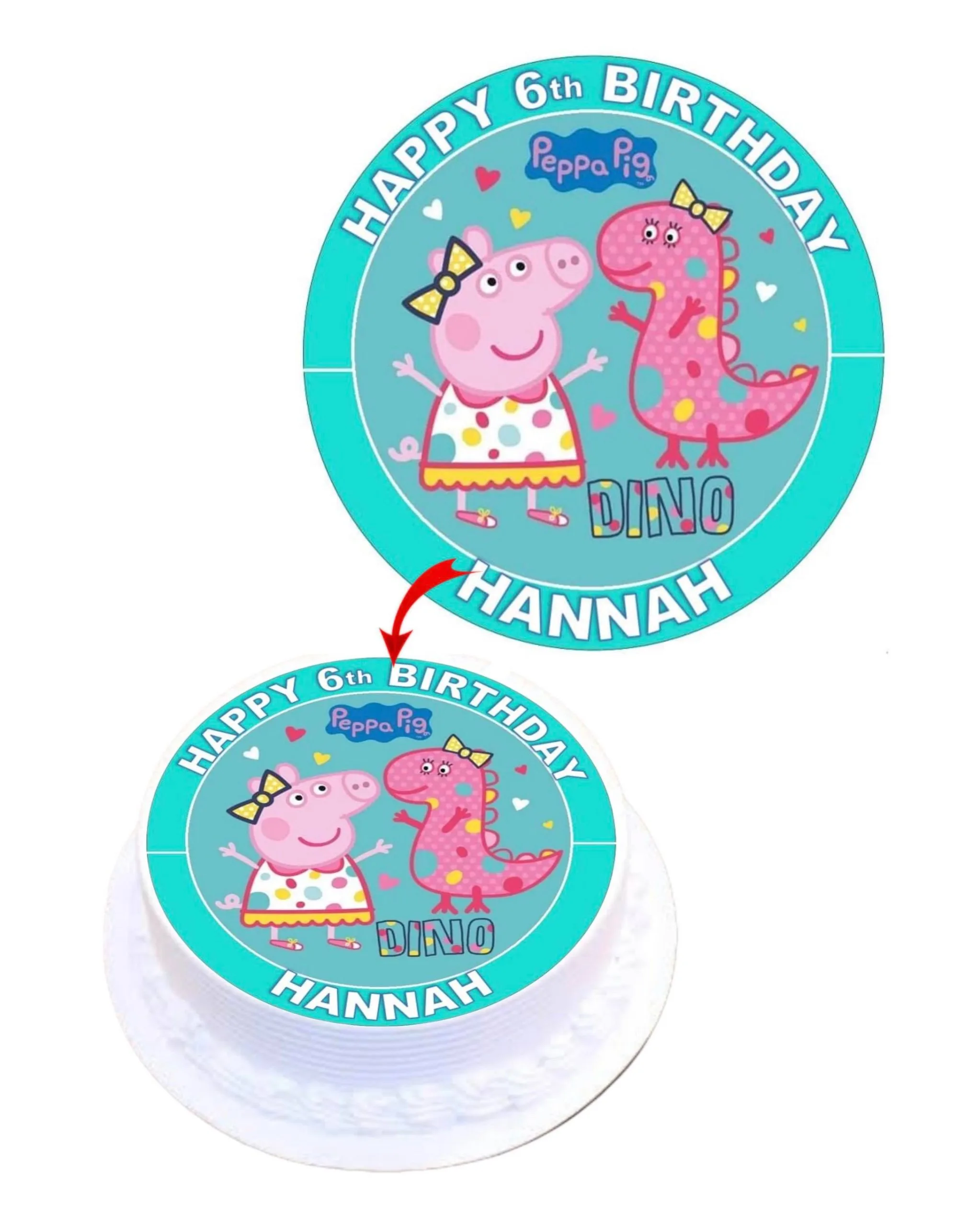 Peppa Pig #4 Personalized Edible Round Cake Topper Decoration Images