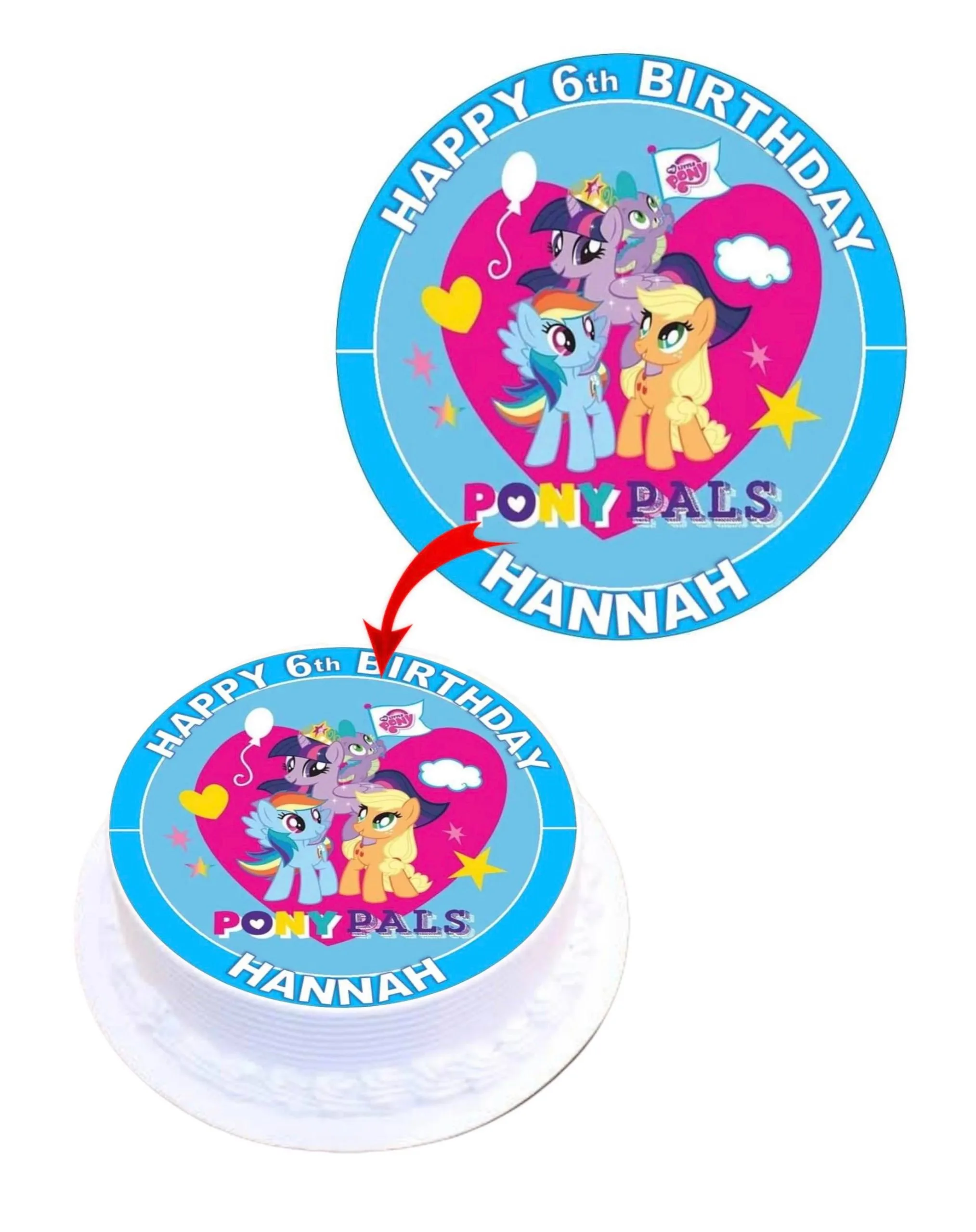 My Little Pony Pals Personalized Edible Round Cake Topper Decoration Images