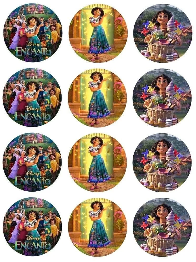 Encanto Edible Cupcake Topper 4cm Round Uncut Images Decoration