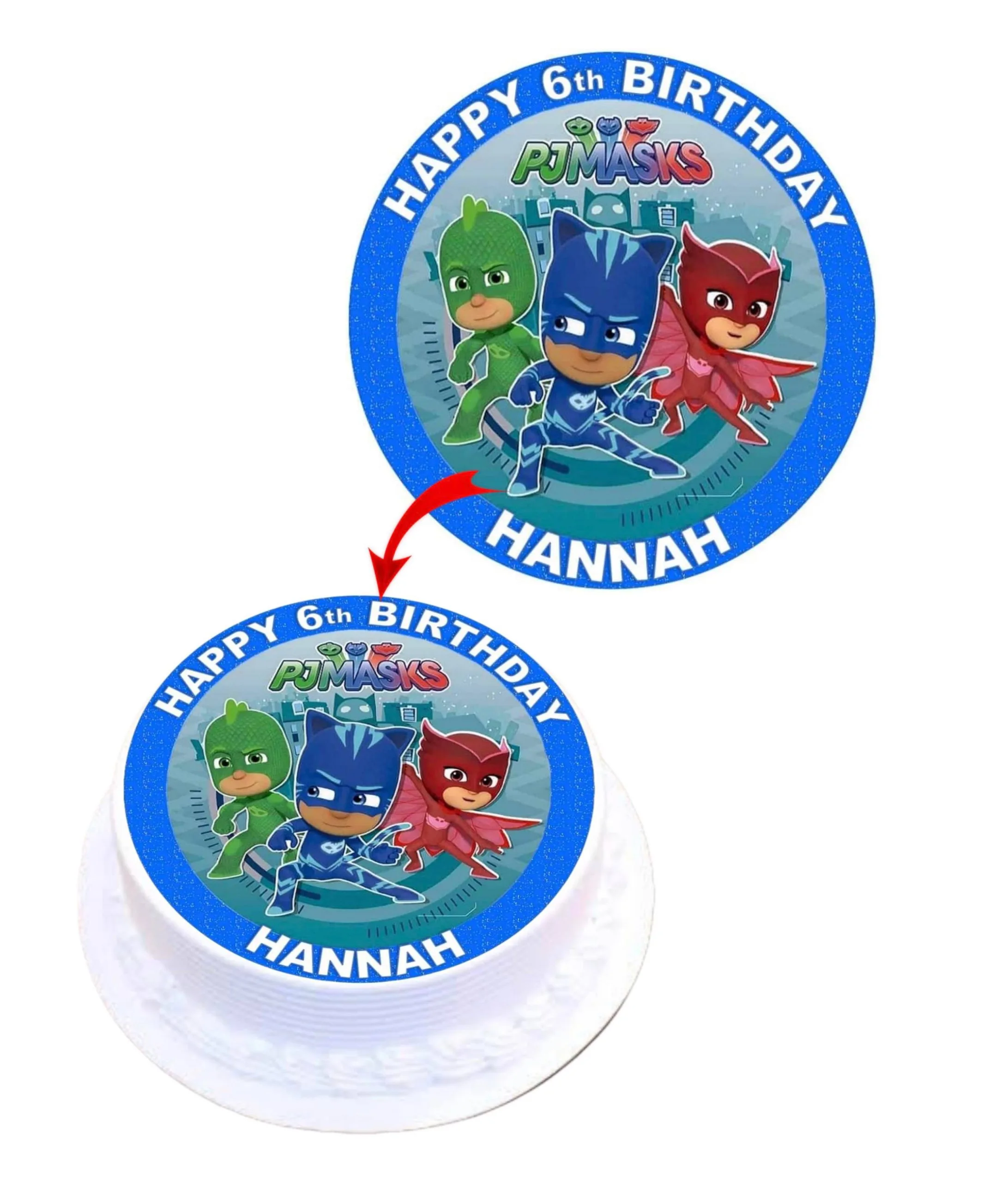 PJ Mask #2 Personalized Edible Round Cake Topper Decoration Images