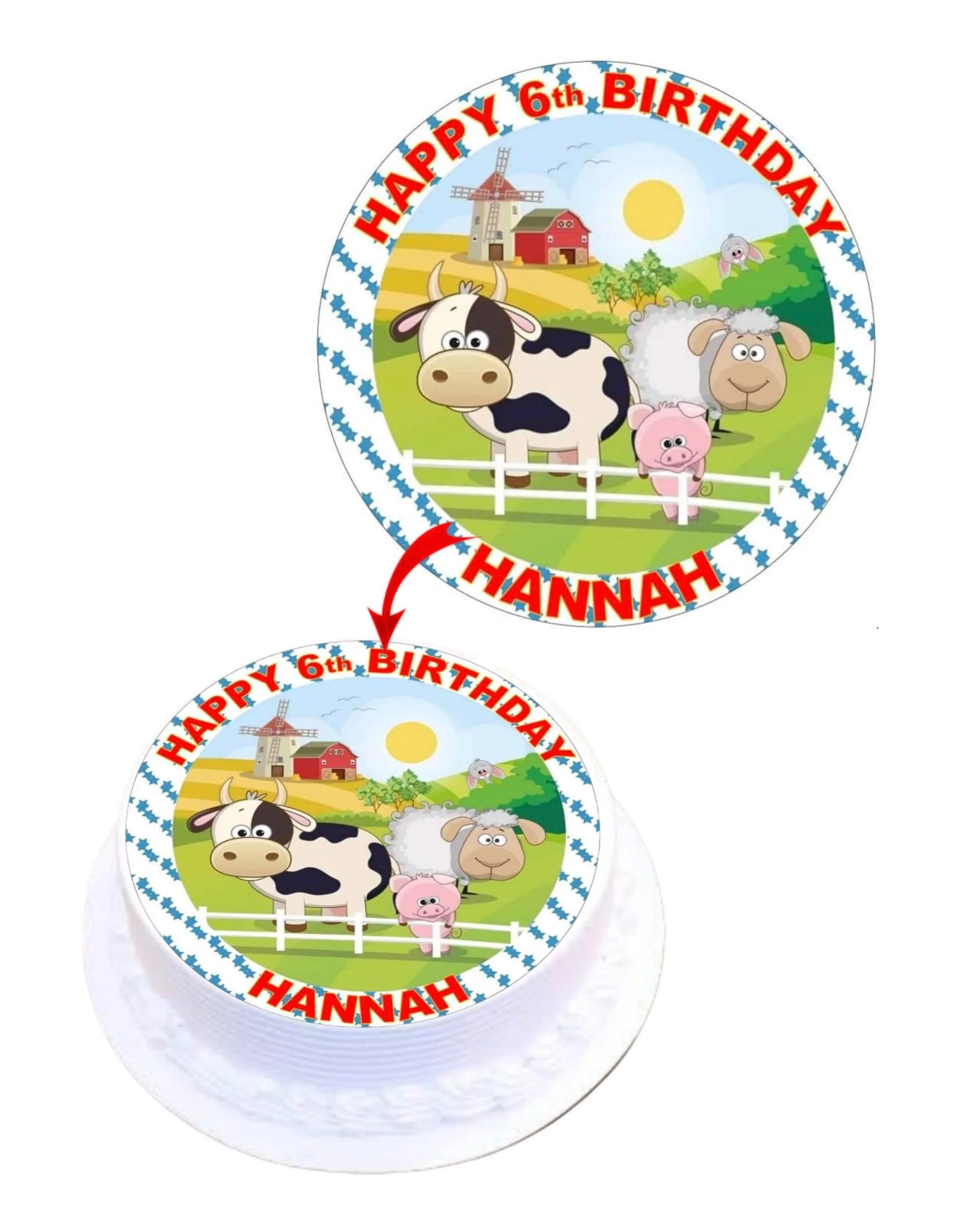 Animal Farm Personalized Edible Round Cake Topper Decoration Images