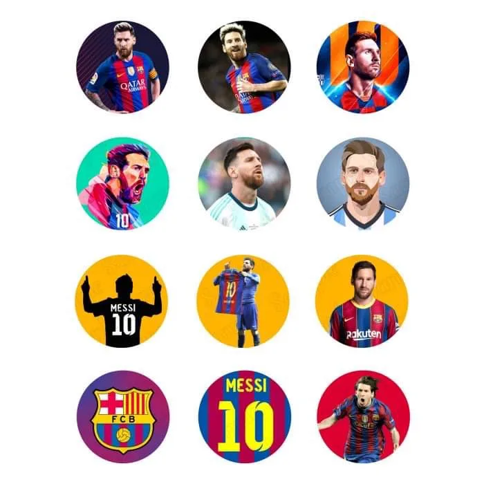 Messi Edible Cupcake Topper 4cm Round Uncut Images Decoration