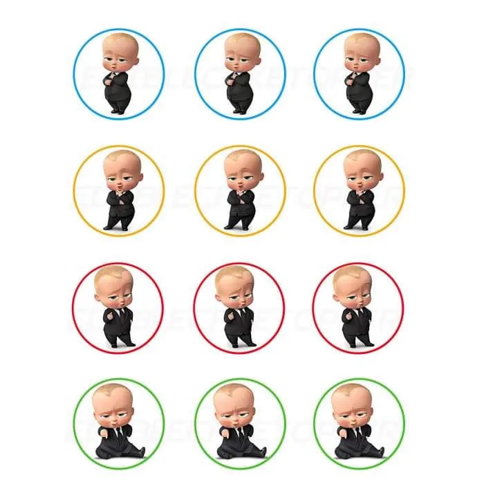 Baby Boss Edible Cupcake Topper 4cm Round Uncut Images Decoration