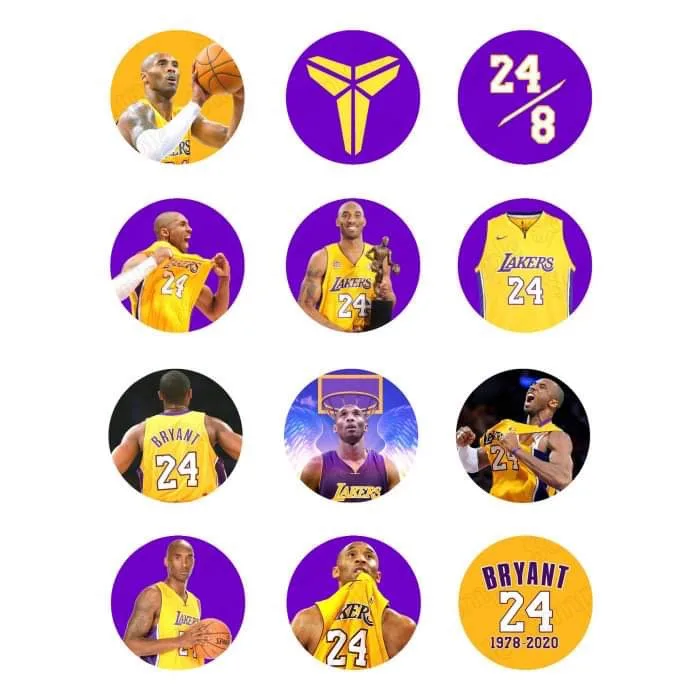 Kobe Bryant Cupcake Edible Cupcake Topper 4cm Round Uncut Images Decoration