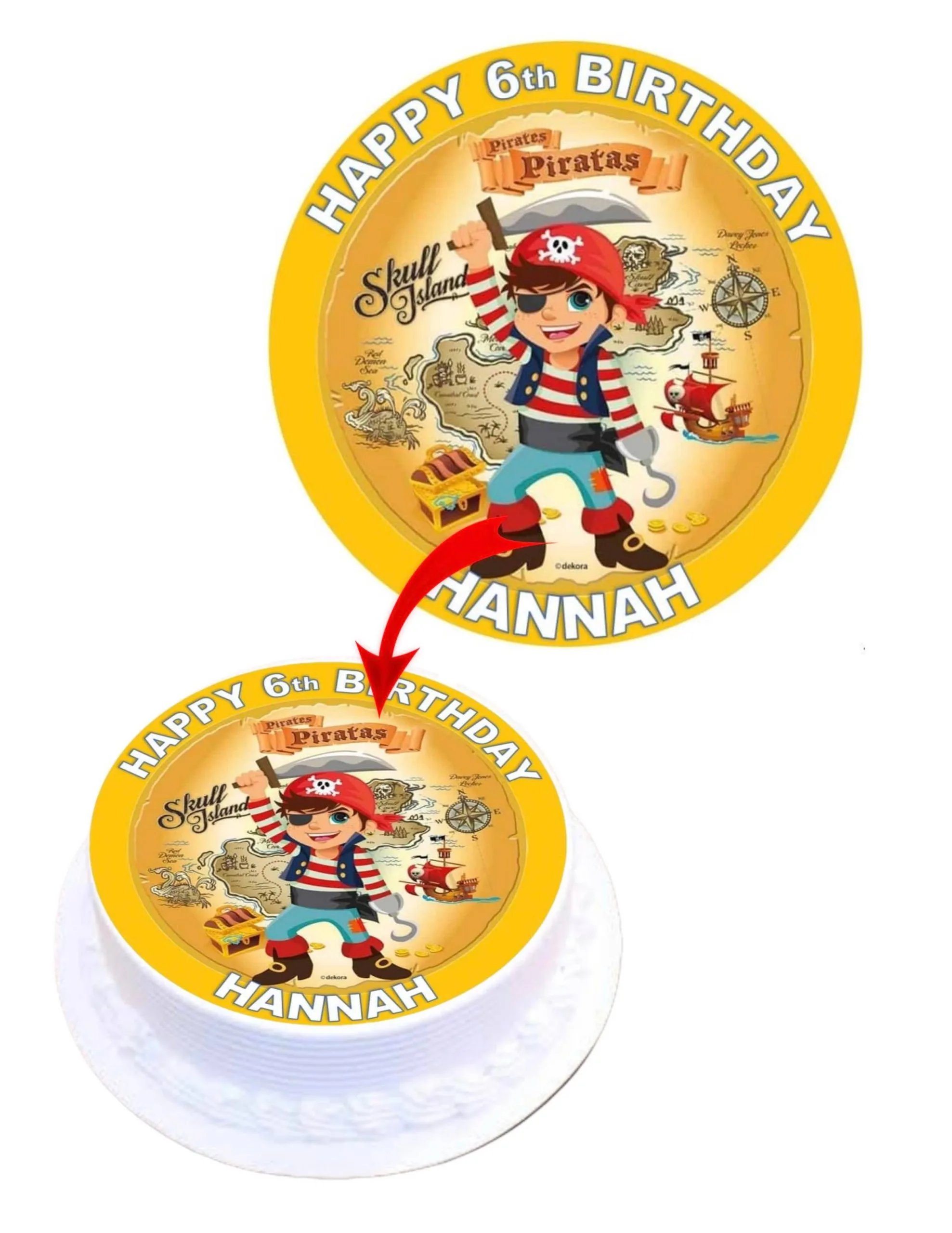 Pirates #2 Personalized Edible Round Cake Topper Decoration Images