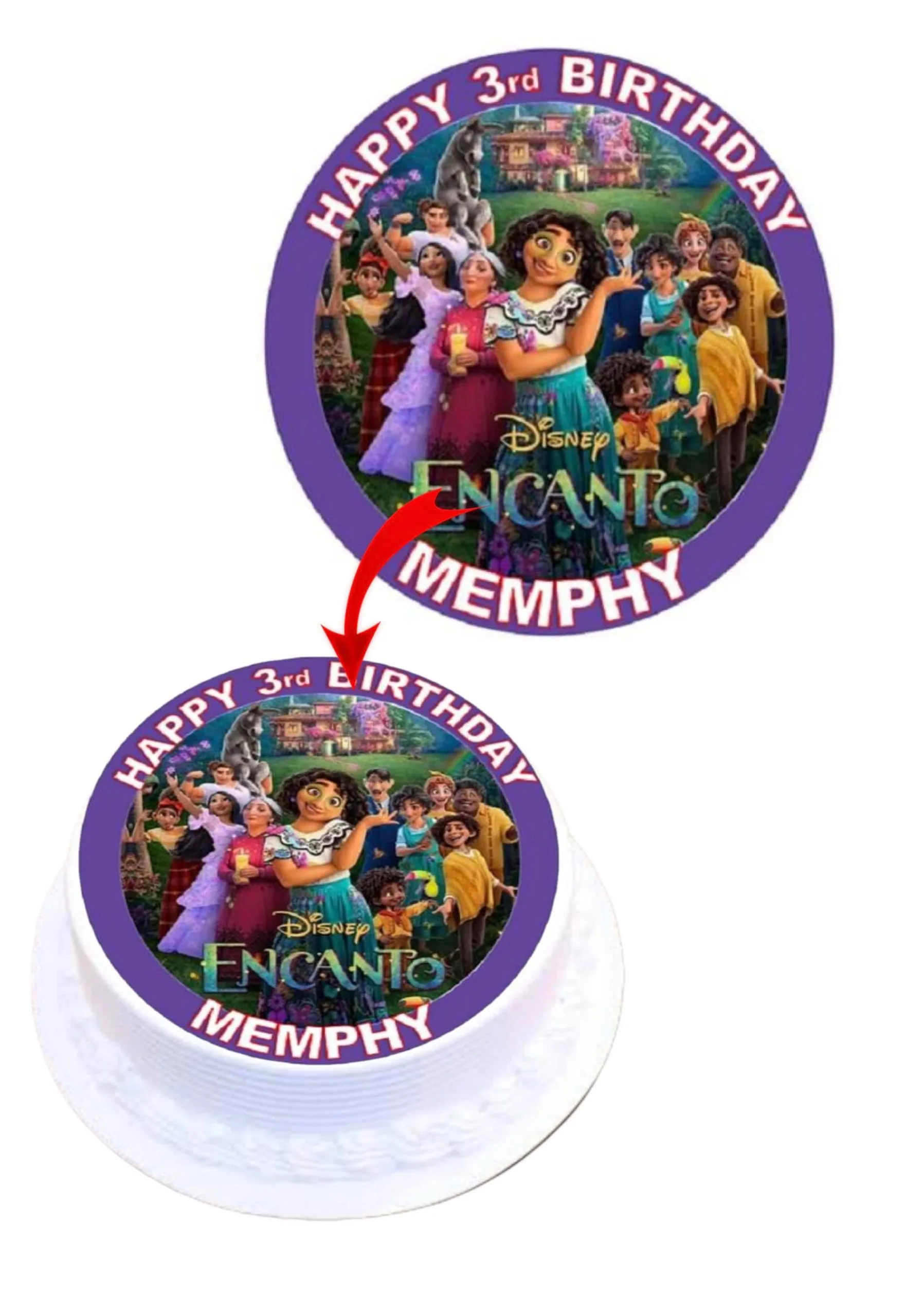 Disney Encanto #1 Personalized Personalized Edible Round Cake Topper Decoration Images