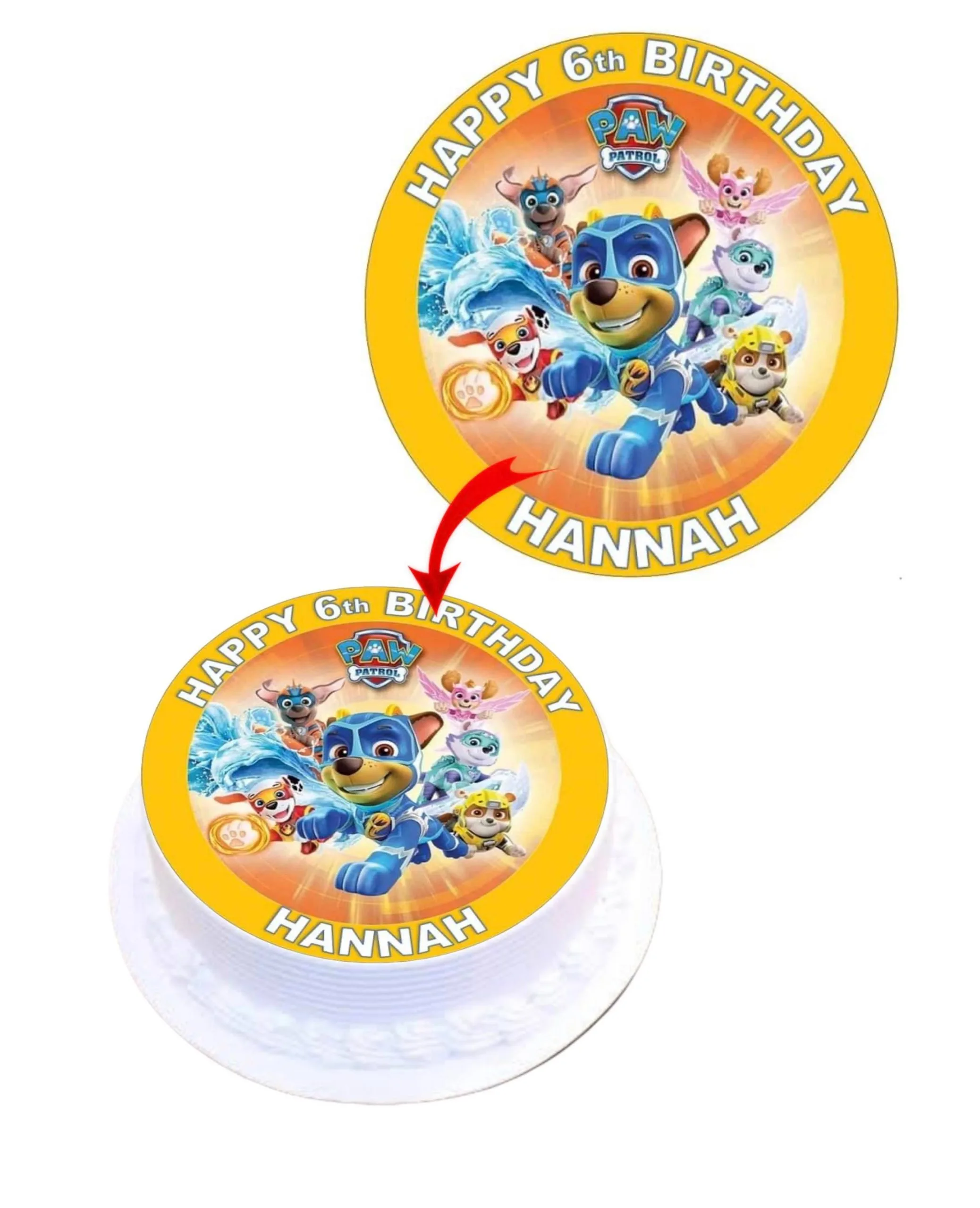 Paw Pawtrol Super Pups Personalized Edible Round Cake Topper Decoration Images