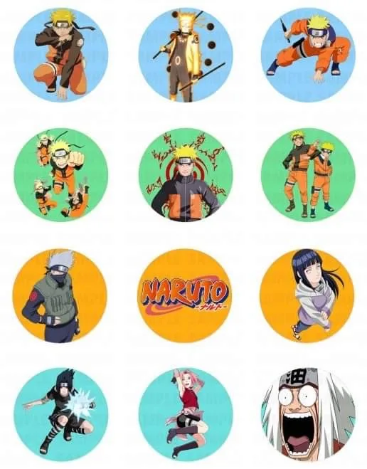 Naruto Edible Cupcake Topper 4cm Round Uncut Images Decoration