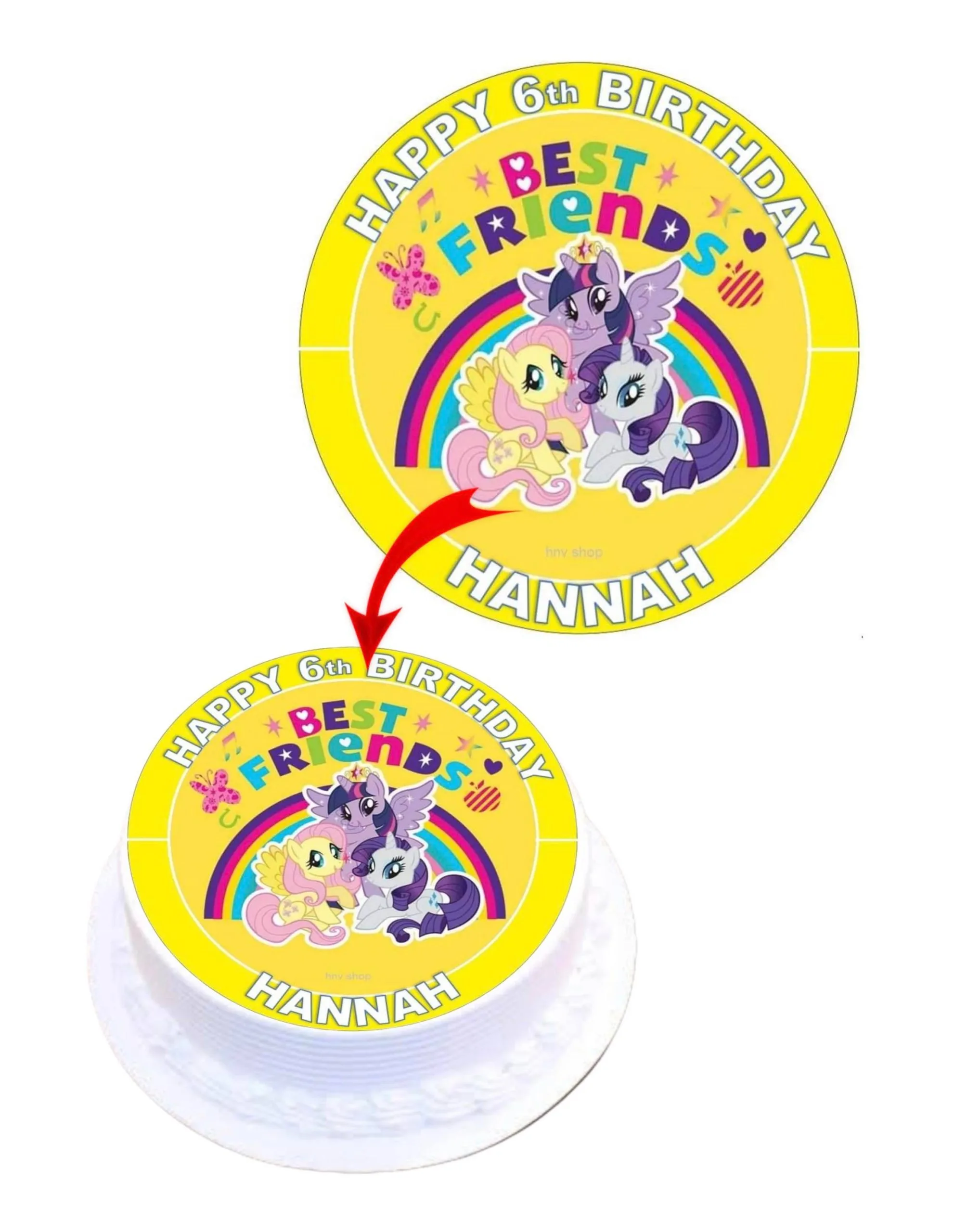 My Little Pony Best Friends Personalized Edible Round Cake Topper Decoration Images