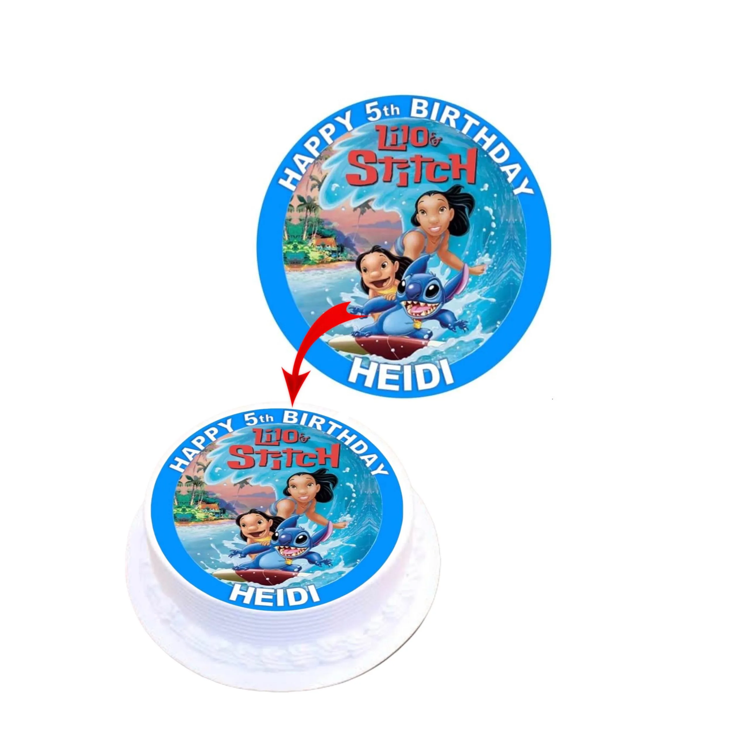 Lilo Stitch Birthday Personalised EdibleCake Topper Images