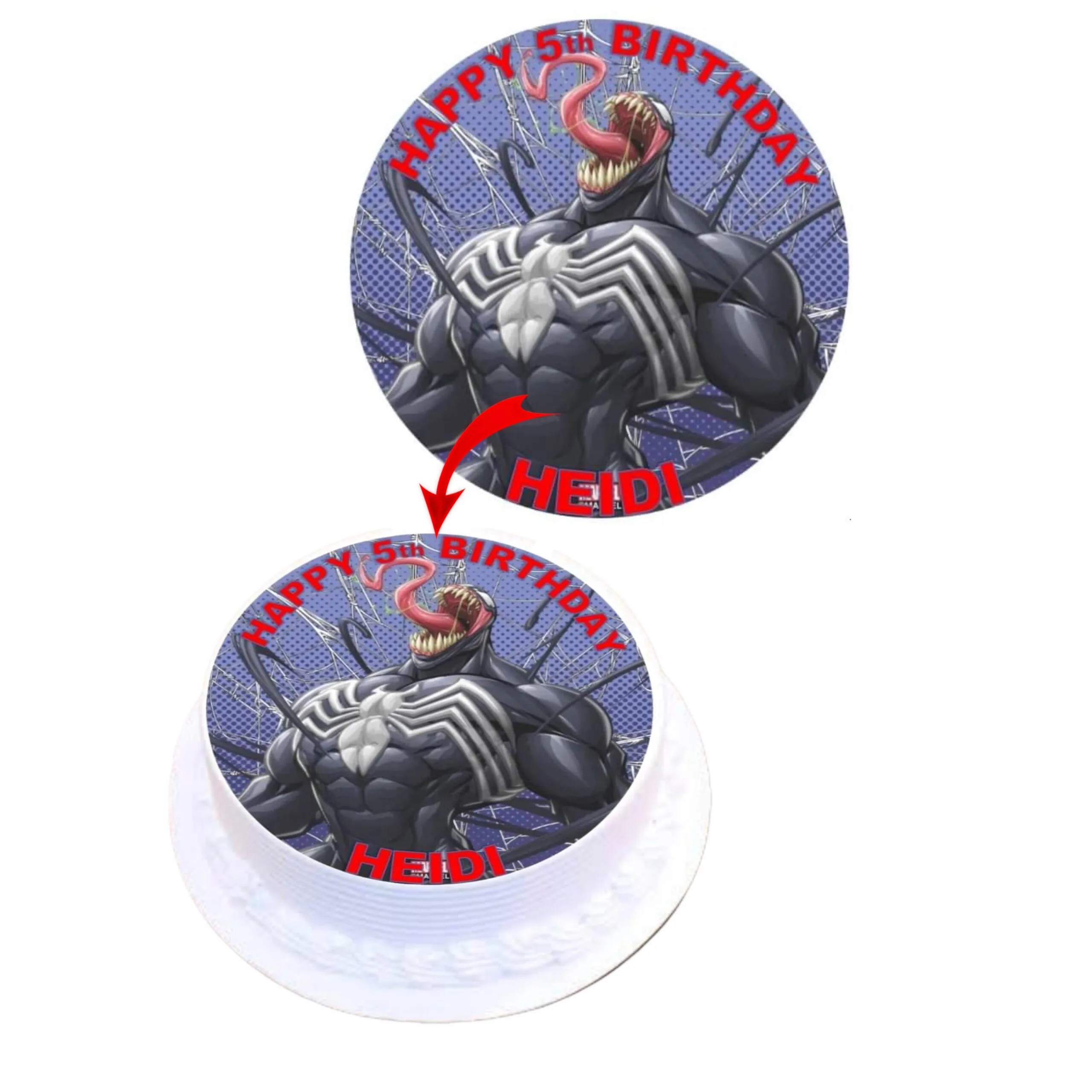 Venom BIRTHDAY Personalised EdibleCake Topper Images