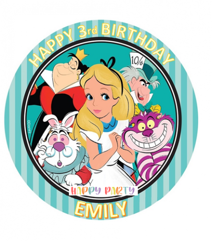 ALICE IN WONDERLAND Personalised Edible Cake Topper Decoration Images