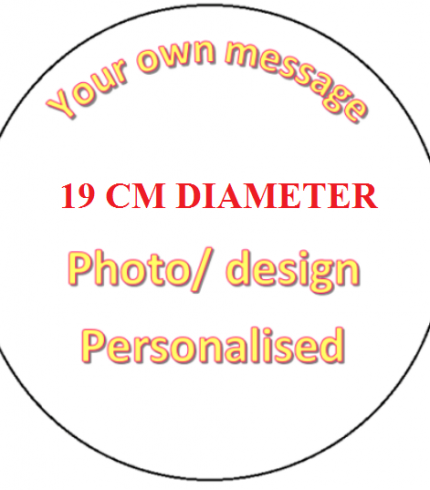 Your Own Photo Design Personalized Edible Round Cake Topper 19cm Image
