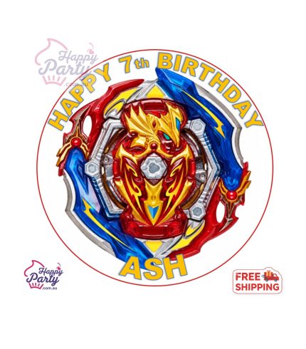 Beyblade Personalized Edible Birthday Cake Topper Decoration Round Image