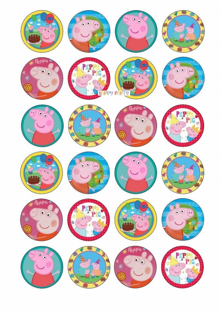 PEPPA PIG Cupcake Toppers 4cm UNCUT Image Cake Decoration - Happy Party