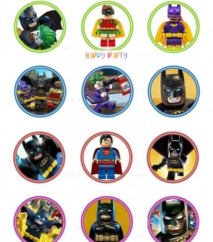 BATMAN LEGO EDIBLE Cupcake Toppers Kid Birthday UNCUT Image