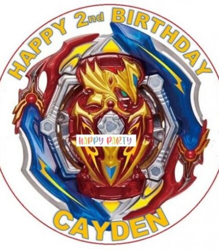 Beyblade Personalized Edible Birthday Cake Topper Decoration Round Image