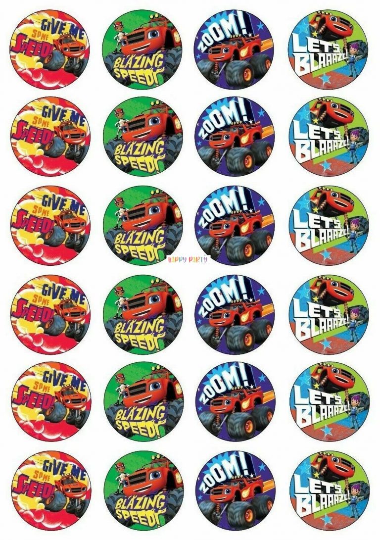 Blaze Cupcake Toppers 4cm UNCUT Image Cake Decoration - Happy Party ...