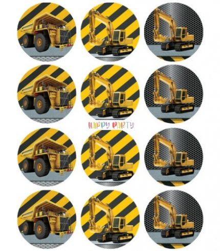CONSTRUCTION VEHICLES Edible Cupcake Toppers UNCUT Images