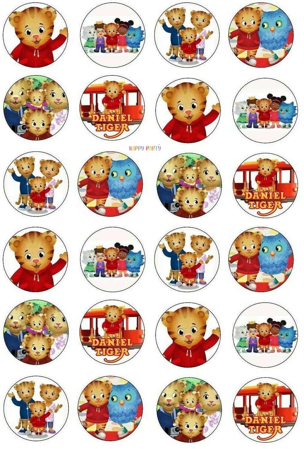Daniel Tiger Edible Cupcake Toppers 4cm UNCUT Images Happy Party