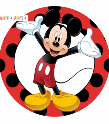 Mickey Mouse Edible Birthday Cake Topper Decoration Round Image