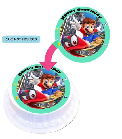 Super Mario Odyssey Edible Cake Topper Round Images Cake Decoration