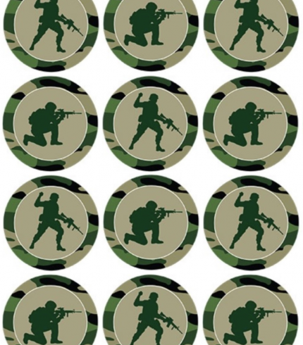 Army Soldiers Edible Cupcake Topper 4cm Round Uncut Images Decoration