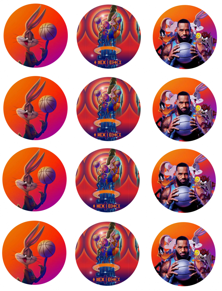 Space Jam 2 Edible Cupcake Topper 4cm Round Uncut Images Decoration