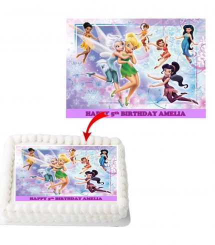 Fairy Tinkerbell Personalized Edible A4 Rectangle Size Birthday Cake Topper Decoration Images