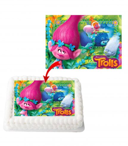 Trolls A4 Rectangle Birthday Cake Topper Decoration Images