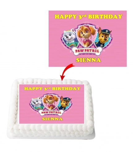 Paw Patrol Personalized Edible A4 Rectangle Size Birthday Cake Topper Decoration Images